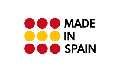 made in spain, spanish flag colors circles vector logo on white background