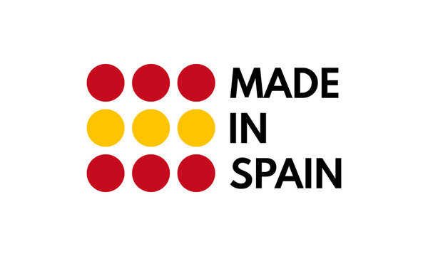 Made In Spain 3 Colors Arcs Vector Logo On White Background Stock