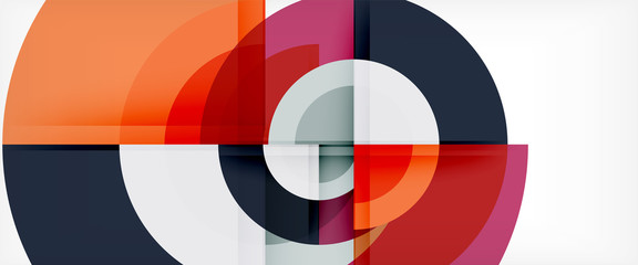 Obraz premium Modern geometric circles abstract background, colorful round shapes with shadow effects