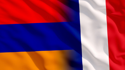 Waving Armenia and France Flags