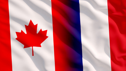 Waving Canada and France Flags