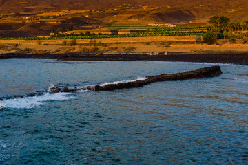Evening sunset view of the coast near the village of Alcala..  Tenerife. Canary Islands..Spain
