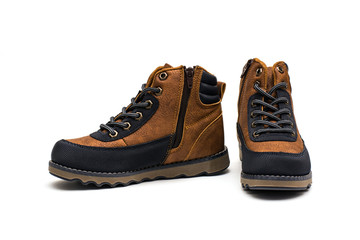 Children boots on a white background