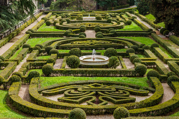 ROME, ITALY, on March 7, 2017. a picturesque flower bed in the Vatican Gardens in the spring