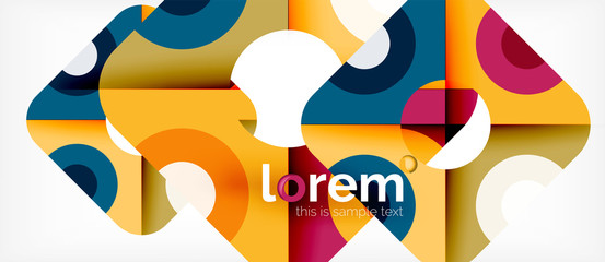 Geometric colorful shapes composition abstract background. Minimal dynamic design