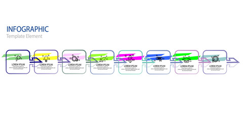 Vector Infographic thin line arrow design with icons template