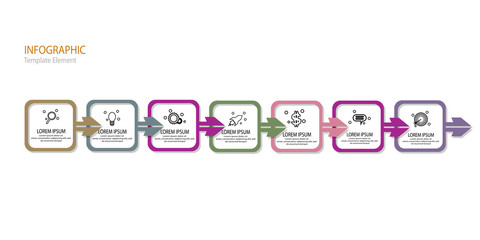 Vector Infographic thin line arrow design with icons template