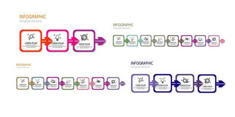 Vector Infographic thin line arrow design with icons template