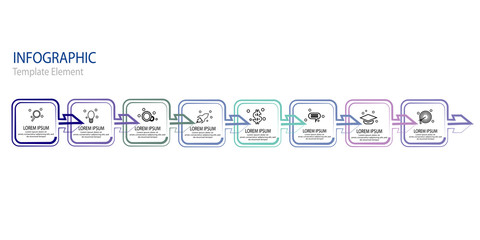 Vector Infographic thin line arrow design with icons template