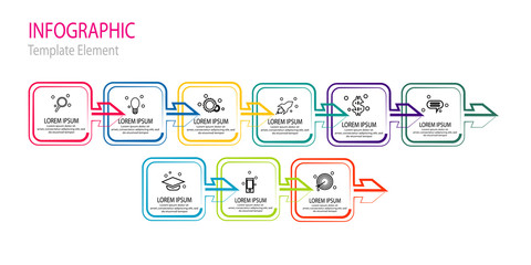 Vector Infographic thin line arrow design with icons template