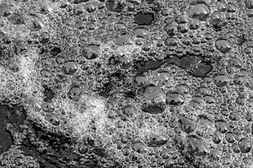 Monochrome foam with bubbles in the water