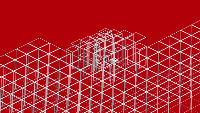 4k abstract box matrix generation process,tech web background.