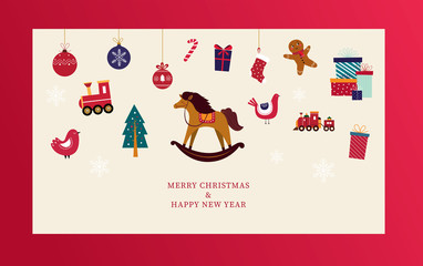 Greeting card with Christmas toys