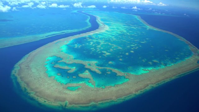 Aerial view of Great Barrier Reef Coral Sea Pacific Ocean Queensland Australia