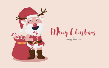 Merry Christmas and Happy New Year. Christmas Cute Animals Character.