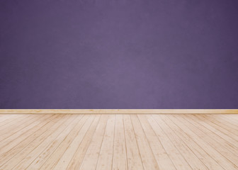 Purple cement wall with Wooden floor