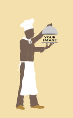 Platter cover with chef silhouette