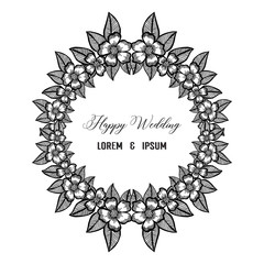 Wedding invitation card with flowers hand draw vector art