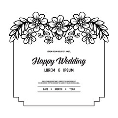 Wedding Invitation with floral hand draw vector illustration