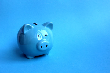 Blue piggy moneybox on blue background a symbol of 2019 © Снежана Кудрявцева