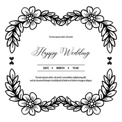 branches decorative wreath and frame for wedding vector