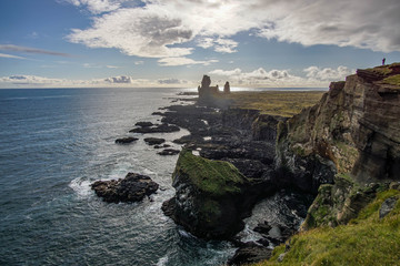 Fototapeta na wymiar Beautiful view of Londrangar Rocky cliffs in Snaefellsnes Peninsula - Iceland