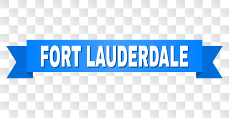 FORT LAUDERDALE text on a ribbon. Designed with white caption and blue stripe. Vector banner with FORT LAUDERDALE tag on a transparent background.