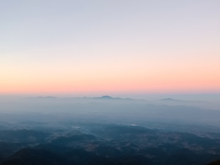 Sunrise in the area of the mountain peaks in North of Thailand.