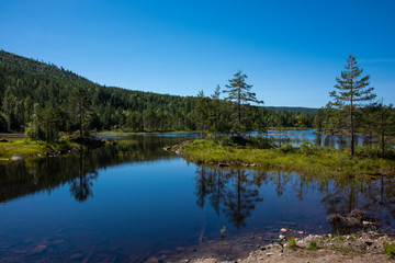 Fototapeta na wymiar See in der Region Telemark in Norwegen / Skandinavien