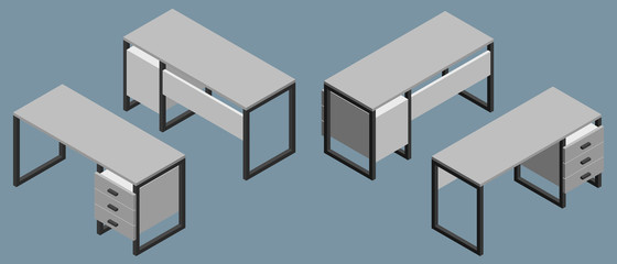 Empty office desk. 3d Vector illustration.