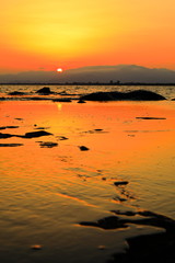 真っ赤に染まる夕焼け空