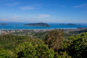 Natural background, panoramic view, panoramic nature (mountains, trees, sea, sky) is a beautiful sight to see in a group trip or a solo trip.