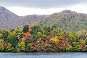 Cruise tour along Chuzenji Lake in autumn, Nikko, Japan