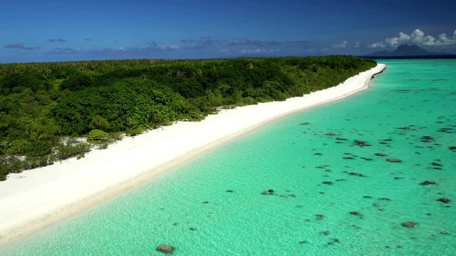Aerial view of Tupai and Bora Bora Island South Pacific Ocean 