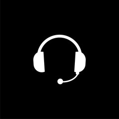 Headset icon, Headphone logo on dark background