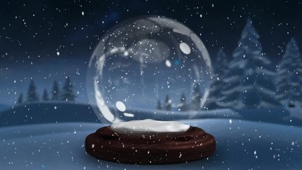 Video composition with snow over winter scenery with glass ball - Powered by Adobe
