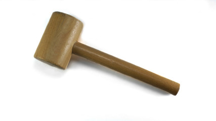 Single wooden gavel  isolated on white background