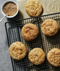 Closeup of Snickerdoodle cookies on a tray