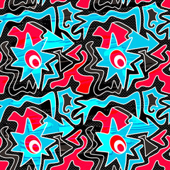 bright graffiti geometric seamless pattern grunge effect