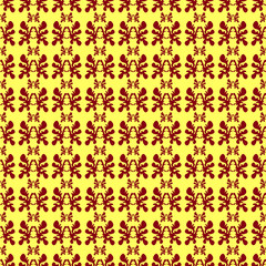 brown abstract objects on a yellow background seamless pattern illustration