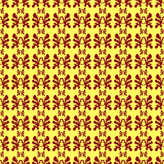 brown abstract objects on a yellow background seamless pattern illustration