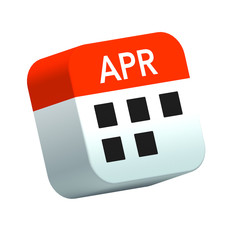 April Red Calendar Icon on Isolated White Background  - 3D Illustration