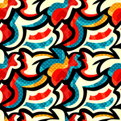 Fototapeta na wymiar Graffiti bright psychedelic seamless pattern illustration