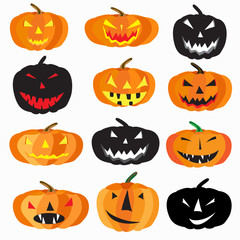 Halloween is a collection of 9 characters pumpkin on a white background illustration