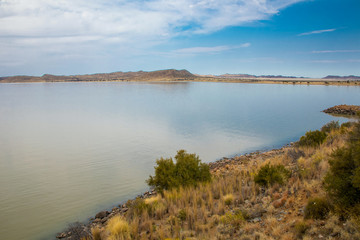 Gariep dam on the Orange River in South Africa, the largest dam in South Africa