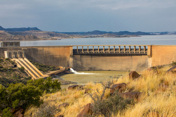 Gariep dam on the Orange River in South Africa, the largest dam in South Africa