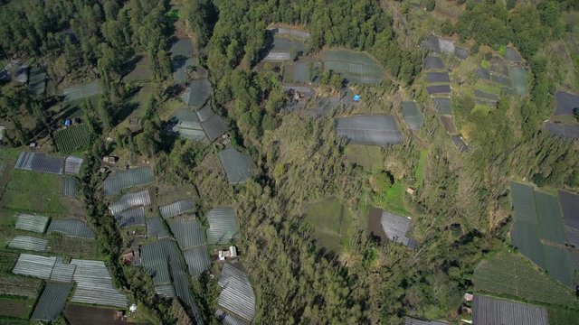 Aerial view Mt Batur Mt Abang Volcano Bali Indonesia Southeast Asia