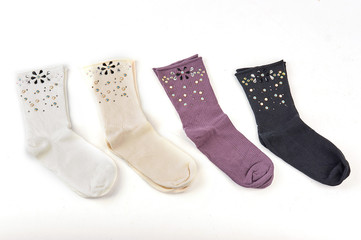 Socks with pattern. Women's socks isolated on white background