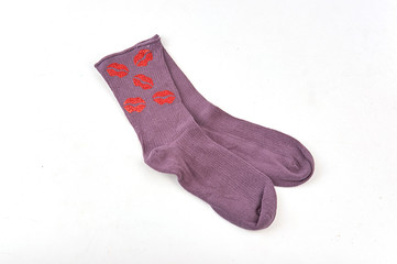 Socks with pattern. Women's socks isolated on white background