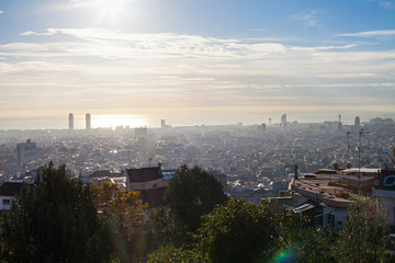 Morning panorama of Barcelona